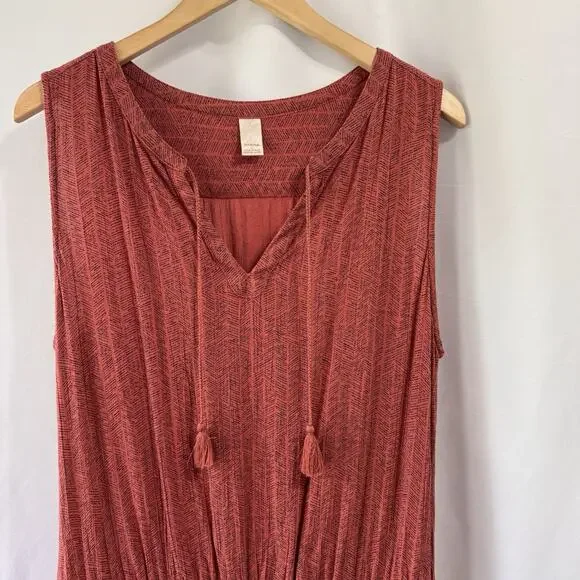 Prana Dress Womens L Teracotta Red Sentinel Maxi Modal Boho Hippie Granola - Picture 3 of 9